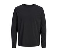 Rundhalsshirt JACK & JONES "JJEORGANIC BASIC TEE LS O-NECK NOOS", Herren, Gr. S, schwarz, Jersey, Obermaterial: 100% Baumwolle, unifarben, modisch, regular fit, Rundhals, Langarm, Shirts (59373555-S)
