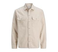 Langarmhemd JACK & JONES "JJECHARGE OVERSHIRT LS NOOS", Herren, Gr. L, N-Gr, gelb (moonbeam), Web, Obermaterial: 60% Baumwolle, 40% Polyester, unifarben, relaxed fit, Hemden (99391634-L) moonbeam