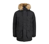 Jack & Jones Parka mit Pattentaschen und Kapuze mit Kunstfell in Black, Größe L