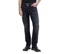 Regular-fit-Jeans JACK & JONES "JJICLARK im Used-Look, Stretchkomfort und niedrige Leibhöhe", Herren, Gr. 36, Länge 32, schwarz (schwarz denim), Denim/Jeans, Obermaterial: 99% Baumwolle, 1% Elasthan,