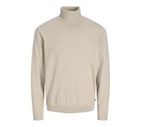 Rollkragenpullover JACK & JONES "JJEBASIC mit hohem Tragekomfort", Herren, Gr. M, beige (moonbeam detail:twisted), Strick, Obermaterial: 100% Baumwolle, meliert, normal, Rundhals, Bündchen, Pullover R