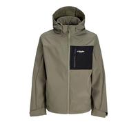 Softshelljacke JACK & JONES "JJNORTH SOFTSHELL JACKET", Herren, Gr. S, dusty olive, Web, Obermaterial: 100% Polyester, kontrastfarbene Details, unifarben, regular fit hüftlang, mit Riegel, Jacken Soft