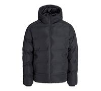 Steppjacke JACK & JONES "JJESOHO PUFFER HOOD SN", Herren, Gr. M, schwarz, Web, Obermaterial: 100% Polyester, unifarben, regular fit, hoch geschlossener Ausschnitt, Bündchen, Jacken (21051208-M) schwar