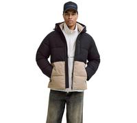 Steppjacke JACK & JONES "JJEOWEN PUFFER SN", Herren, Gr. S, schwarz (crockery detail:schwarz blocking), Web, Obermaterial: 100% Polyester, colorblocking, Modisch, regular fit, Rippbündchen, Jacken (70