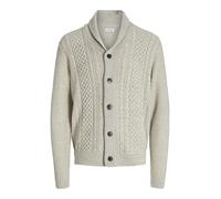 Strickpullover JACK & JONES "JJPAUL KNIT SHAWL CARDIGAN", Herren, Gr. S, weiß melange, Strick, Obermaterial: 82% Polyacryl, 18% Baumwolle, meliert, regular fit normal, Pullover Strickpullover (5074094