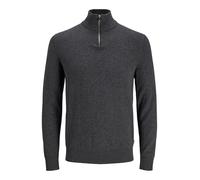Rundhalspullover JACK & JONES "EMIL KNIT HALF ZIP" Gr. XS (44/46), schwarz Herren Pullover Rundhalspullover (58469625-XS)