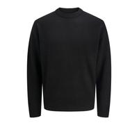 Strickpullover JACK & JONES "JJESOHO OLLIE KNIT CREW NECK SN", Herren, Gr. S, schwarz, Strick, Obermaterial: 51% Polyester, 41% Polyacryl, 5% Wolle, 3% Elasthan, unifarben, modisch, relaxed fit normal
