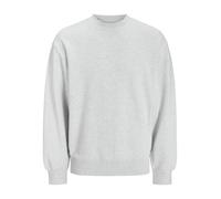 Sweatshirt JACK & JONES "JJECHARGE SWEAT CREW NECK NOOS", Herren, Gr. L, grau (weiß melange), angeraute Sweatware, Obermaterial: 80% Baumwolle, 20% Polyester, meliert, loose fit taillenbedeckt, Rundha