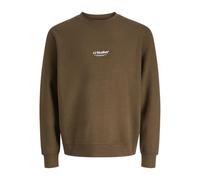 Jack & Jones Sweatshirt JJESOHO Crew Neck – Regular Fit, Baumwoll-Mix, Braun – XXL