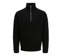 Troyer JACK & JONES "JJESOHO OLLIE KNIT HALF ZIP SN", Herren, Gr. S, schwarz, Strick, Obermaterial: 51% Polyester, 41% Polyacryl, 5% Wolle, 3% Elasthan, unifarben, relaxed fit, hoch geschlossener Auss