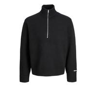 Troyer "JORNORREBRO KNIT HALF ZIP PLS", Herren, Gr. 5XL, schwarz, Strick, Obermaterial: 55% Baumwolle, 22% Polyester, 21% Polyacryl, 2% Elasthan, JACK & JONES PLUSSIZE, unifarben, relaxed fit normal,