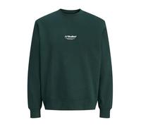Sweatshirt "JJESOHO SWEAT CREW NECK NOOS PLS", Herren, Gr. 5XL, grün (scarab), angeraute Sweatware, Obermaterial: 80% Baumwolle, 20% Polyester, JACK & JONES PLUSSIZE, bedruckt, regular fit normal, Run