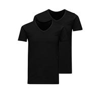 Jack & Jones Herren T-Shirt JACBASIC V-NECK TEE, Kurzarm, Baumwolle, Schwarz XL, 2er Pack