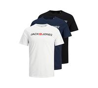 JACK & JONES Male T-Shirt 3er-Pack Logo Rundhals T-Shirt, Farbe:Mehrfarbig, Größe:L