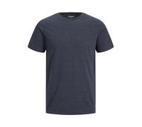 Rundhalsshirt JACK & JONES "JJEORGANIC MELANGE TEE SS O-NECK NOOS", Herren, Gr. L, blau (navy, blazer), Jersey, Obermaterial: 60% Baumwolle, 40% Polyester, meliert, normal normal, Rundhals, gerader Ab