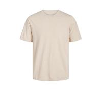 Poloshirt JACK & JONES "JJEAUSTIN ZIP POLO SS NOOS", Herren, Gr. S, beige (moonbeam detail:classic), Jersey, Obermaterial: 58% Polyester, 40% Baumwolle, 2% Elasthan, unifarben, regular fit normal, Shi