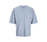 Rundhalsshirt JACK & JONES "JJECHARGE FADED TEE O-NECK NOOS", Herren, Gr. L, blau (chambray blau), Jersey, Obermaterial: 100% Baumwolle, unifarben, modisch, oversize taillenbedeckt, Rundhals, Kurzarm 