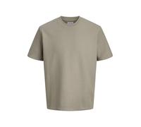 Rundhalsshirt JACK & JONES "JJEAUSTIN TEE SS NOOS", Herren, Gr. XL, vetiver, Single Jersey, Obermaterial: 58% Polyester, 40% Baumwolle, 2% Elasthan, unifarben, relaxed fit normal, Rundhals, Shirts Run
