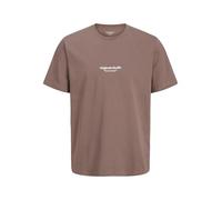 Rundhalsshirt JACK & JONES "JORVESTERBRO TEE SS CREW NECK NOOS", Herren, Gr. M, grau (deep taupe), Jersey, Obermaterial: 100% Baumwolle, bedruckt, modisch, relaxed fit normal, Rundhals, Kurzarm, Shirt
