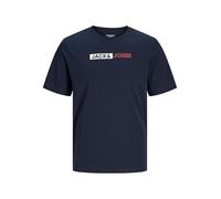 JACK & JONES T-Shirt mit Label-Print Modell 'CORP' in Dunkelblau, Größe XL