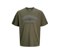 Rundhalsshirt JACK & JONES "JJEDENVER GRAPHIC TEE SS O-NECK SN", Jungen, Gr. L, dusty olive, Jersey, Obermaterial: 100% Baumwolle, bedruckt, Rundhals, Shirts Rundhalsshirt, mit Logobranding (93450834-