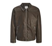 Bikerjacke JACK & JONES "JJECASABLANCA PU JACKET NOOS", Herren, Gr. M, chocolate braun, Web, Obermaterial: 100% Polyester, unifarben, regular fit, Jacken, mit Fronttaschen (24730449-M) chocolate braun