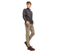 Chinohose JACK & JONES "JPSTMARCO mit schmalem Bein und pflegeleichtem Stoff", Herren, Gr. 32, Länge 32, beige, Twill, Obermaterial: 98% Baumwolle, 2% Elasthan, unifarben, washed, schmal lang, Hosen C