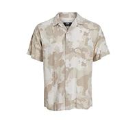 JACK & JONES Men's JCOHUNT CAMO Reggie Resort Shirt SS Hemd, Moonbeam, M