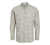 JACK & JONES Men's JPRBLASUMMER Linen Print Shirt L/S SS23 Hemd, Moonstruck/AOP:Slim FIT, S