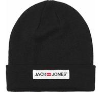 JACK & JONES Mütze Unisex Jacdna Corp Beanie Logo Schwarz Grau Navy Oliv Winter (DE/NL/SE/PL, Alphanumerisch, Einheitsgröße, Black)