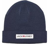 JACK & JONES Mütze Unisex Jacdna Corp Beanie Logo Schwarz Grau Navy Oliv Winter (DE/NL/SE/PL, Alphanumerisch, Einheitsgröße, Navy Blazer)