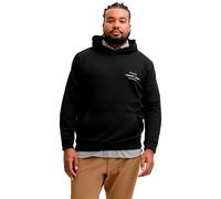 Kapuzensweatshirt "JORNORREBRO TYPO BACK SWEAT HOOD PLS", Herren, Gr. 4XL, schwarz (schwarz detail:aw26), angeraute Sweatware, Obermaterial: 89% Baumwolle, 11% Polyester, JACK & JONES PLUSSIZE, bedruc