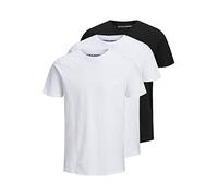 JACK & JONES Packung mit 2 T-Shirts in Übergröße, Rundhalsausschnitt, Druck, Design Logo Oversize, Packung mit 3 Mix3 (2 Weiß 1 Schwarz), Large