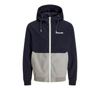JACK&JONES PLUS Herren Jjerush Hood Noos Pls Bomberjacke, Sky Captain/Detail:White/Light Grey Melange Blocking, 6XL EU