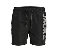JACK & JONES PLUS Men's JPSTFIJI JJSWIM SPLICELOGO LY SN PS Badeshorts, Black, 46