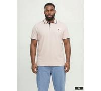 Poloshirt "JJEPAULOS POLO SS NOOS PLS", Herren, Gr. 5XL, peach parfait detail:play, Piqué, Obermaterial: 100% Baumwolle, JACK & JONES PLUSSIZE, unifarben, regular fit taillenbedeckt, ohne Ausschnitt,
