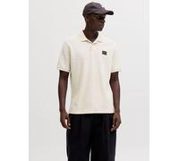 Poloshirt JACK & JONES "JJDAYTONA POLO SS SN", Herren, Gr. S, antique weiß detail:melange, Jersey, Obermaterial: 58% Polyester, 40% Baumwolle, 2% Elasthan, meliert, normal, Rundhals, Shirts (17635349-