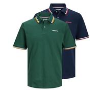 JACK & JONES Poloshirt Herren 2er-Pack - Klassische Poloshirts für Herren - Männer Poloshirt Kurzarm mit Kragen, Atmungsaktiv & Pflegeleicht für Büro, Freizeit & Sommer - Größe: L