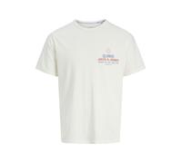 T-Shirt JACK & JONES "JPRBLUMAXWELL SS TEE", Damen, Gr. XL, hellweiß, Jersey, Obermaterial: 100% Baumwolle, bedruckt, regular fit normal, Rundhals, gerader Abschluss, Shirts T-Shirt, mit Print (669388