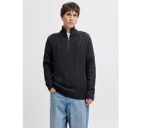 Troyer JACK & JONES "JPRBLUSEAN KNIT CABLE HALF ZIP SN", Herren, Gr. L, blau (schwarz navy), Strick, Obermaterial: 57% Polyacryl, 43% Baumwolle, unifarben, regular fit hüftbedeckend, hoch geschlossene