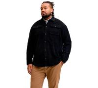 Langarmhemd "JJEREGENT CORD OVERSHIRT LS SN PLS", Herren, Gr. 5XL, N-Gr, schwarz, Web, Obermaterial: 100% Baumwolle, JACK & JONES PLUSSIZE, unifarben, regular fit normal, ohne Ausschnitt, 1-Knopf-Mans