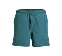 Badeshorts JACK & JONES "JPSTMAUI WAVE LOGO SWIM SHORTS SN", Gr. S, N-Gr, colonial blau, Web, Polyester, unifarben, Badehosen Badeshorts, Kunstfaser, normal geschniten (54468209-S) colonial blau