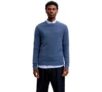 Strickpullover JACK & JONES "JJERYDER KNIT CREW NECK NOOS", Herren, Gr. M, blau (turbulence detail:twist), Strick, Obermaterial: 100% Baumwolle, meliert, regular fit normal, Rundhals, Bündchen, Pullov