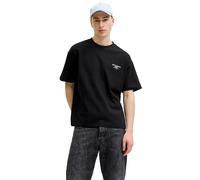 Kurzarmshirt JACK & JONES "JORSANREMO BACK TEE SS CREW NECK LN", Herren, Gr. L, schwarz, Jersey, Obermaterial: 100% Baumwolle, bedruckt, normal, Rundhals, Shirts, Baumwolle (45642364-L) schwarz
