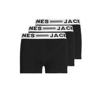 JACK&JONES Jungen Boxershorts, 3er Pack - SENSE TRUNKS, Baumwoll-Stretch, Logobund Schwarz/Weiß / 176 176 Schwarz