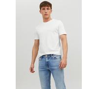 Rundhalsshirt JACK & JONES "JJEORGANIC BASIC TEE SS O-NECK NOOS", Herren, Gr. M, weiß, Single Jersey, Obermaterial: 100% Baumwolle, unifarben, schmal normal, Rundhals, gerader Abschluss, Shirts (64276
