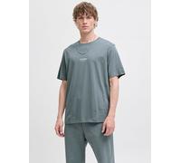 T-Shirt JACK & JONES "JJESOHO TEE SS CREW NECK NOOS", Herren, Gr. L, grau (stormy weather), Jersey, Obermaterial: 100% Baumwolle, bedruckt, modisch, relaxed fit, Rundhals, Kurzarm, Shirts (63799843-L)
