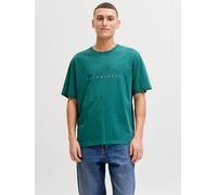 Jack & Jones T-Shirt JJESTAR – Pigmentprint, Baumwolle, relaxter Schnitt – S, Atlantic Deep