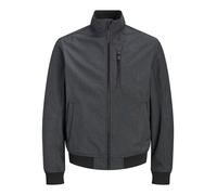 Softshelljacke JACK & JONES "JJELIAM SOFTSHELL BOMBER NOOS", Herren, Gr. L, grau (dunkelgrau melange), Web, Obermaterial: 100% Polyester, unifarben, regular fit normal, ohne Ausschnitt, Bündchen, Jack