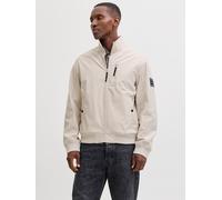 Softshelljacke JACK & JONES "JJEPARKER SOFTSHELL BOMBER SN", Herren, Gr. S, moonbeam, Web, Obermaterial: 100% Polyester, unifarben, Jacken Softshelljacke, mit Brust-Reißverschluss (65558433-S) moonbea
